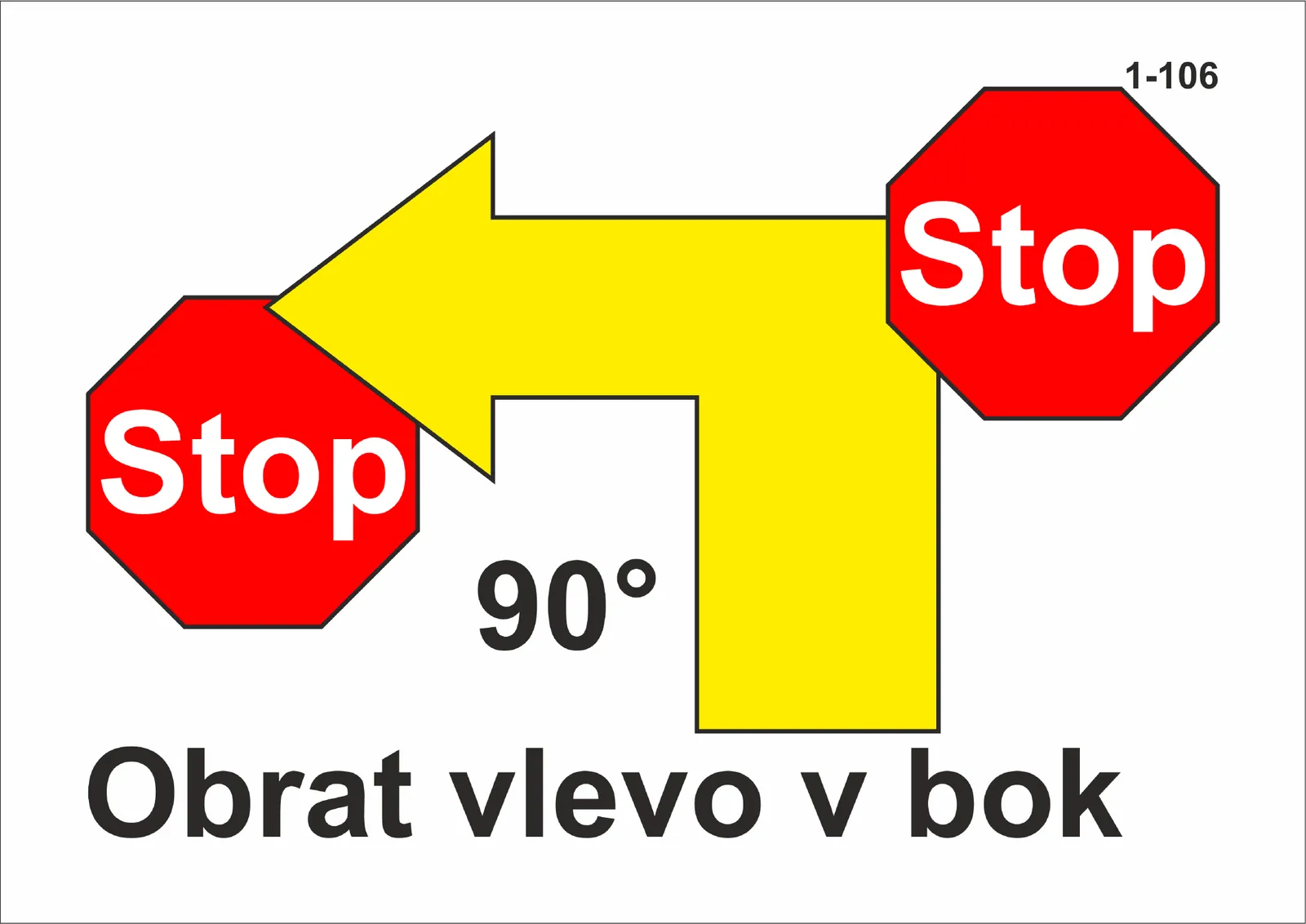 1-106 Stop – obrat vlevo o 90° – stop