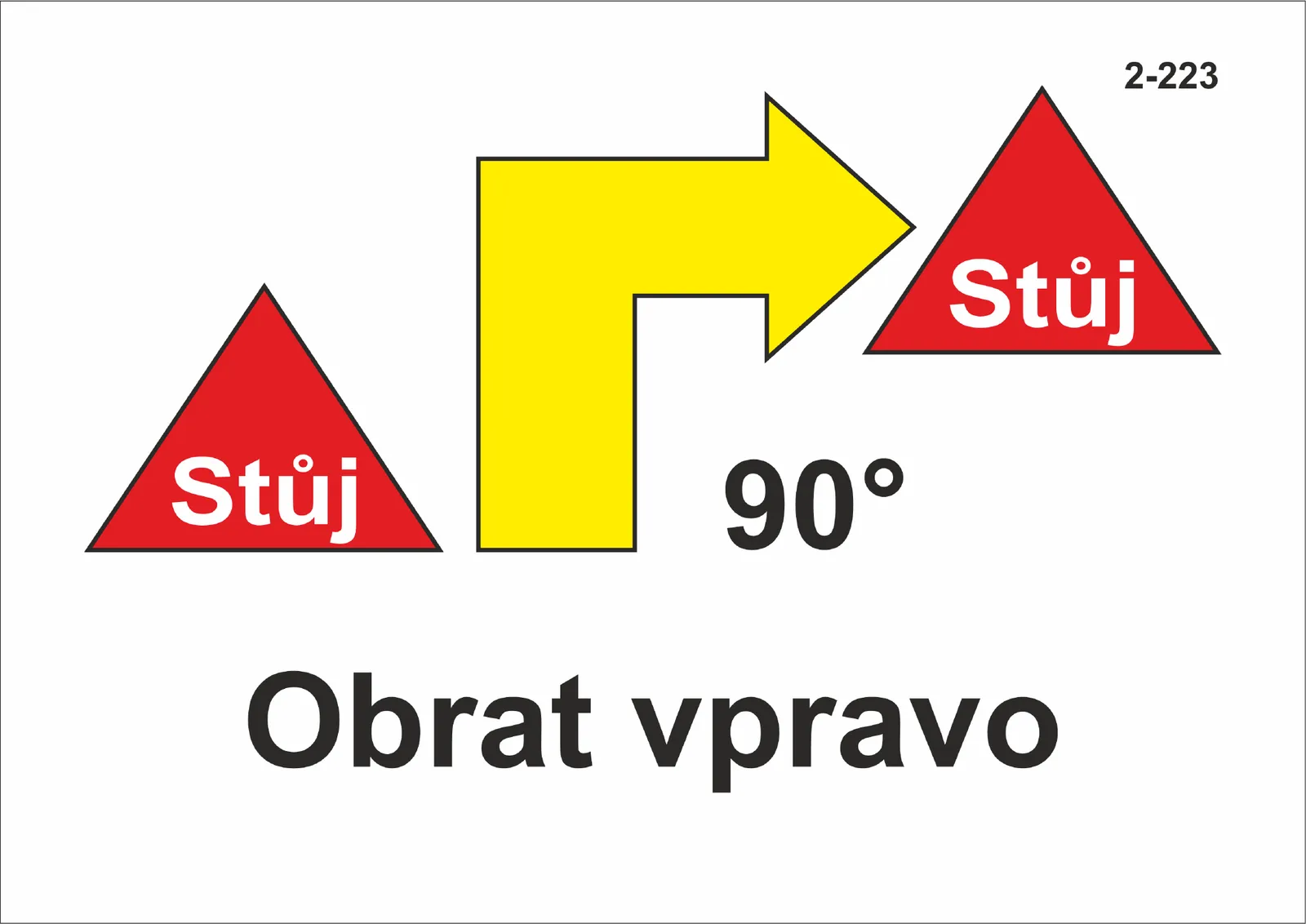 2-223 Stůj – obrat vpravo o 90° – stůj