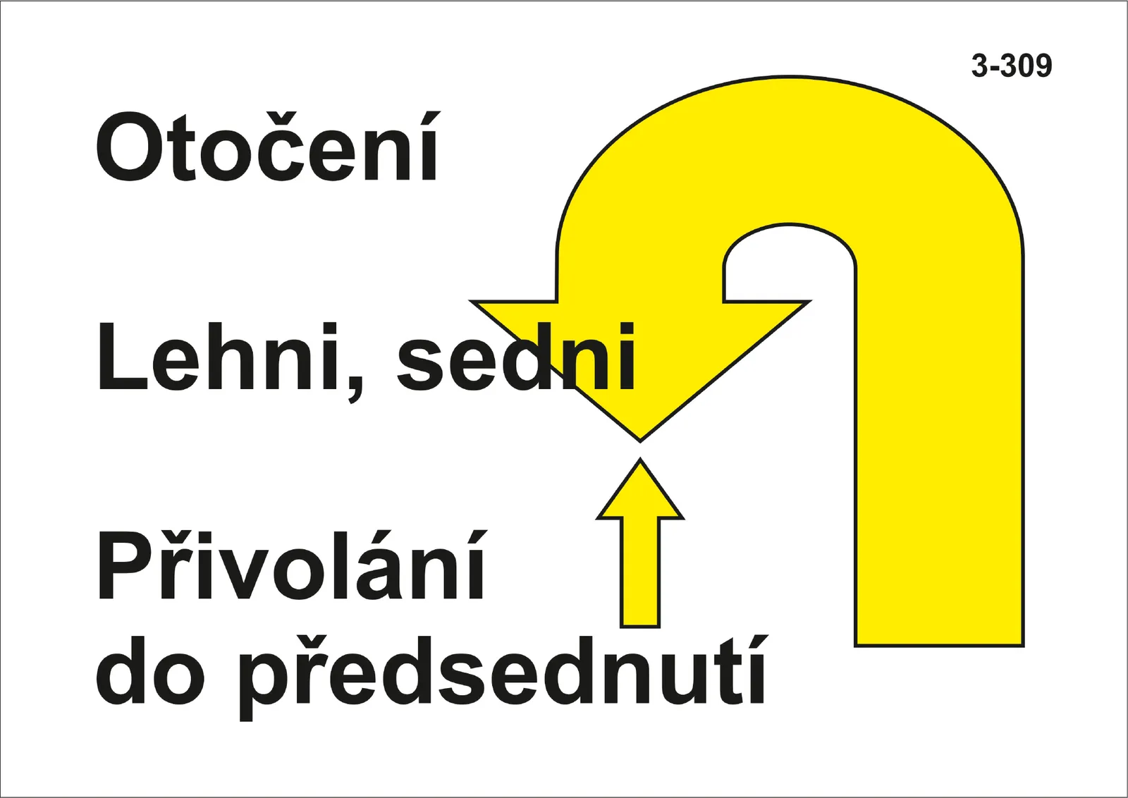 3-309 Otočení – polohy lehni, sedni na dálku – přivolání do předsednutí