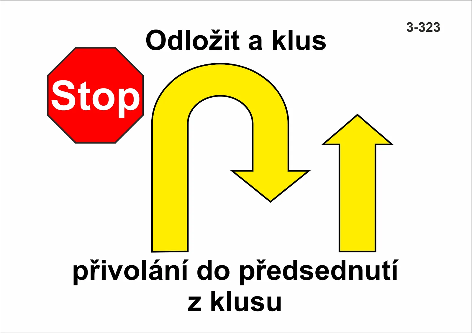 3-323 Stop – odběhnutí – přivolání do předsednutí za klusu
